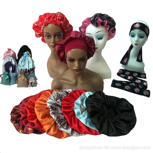 Best Price for Wholesale Women's Hair Satin Bonnet Sleeping Cap silk hair bonnet with Custom Logo